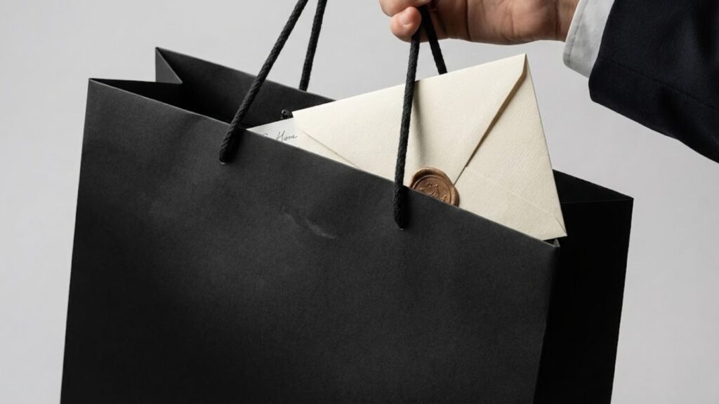 渡し方は「重厚に」。紙袋とメッセージカードで演出する格